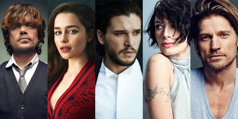 The 5 actors who get paid the most on Game of Thrones Lena Heady (Cersei Lannister), Peter Dinklage (Tyrion Lannister), Nikolaj Coster-Waldau(Jamie Lannister),Kit Harrington (Jon Snow) and Emilia Clarke (Daenerys Targaryen)