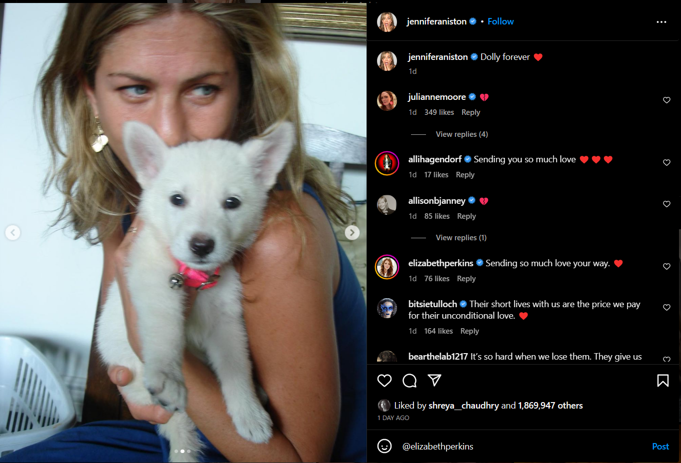 Jennifer Aniston Instagram post