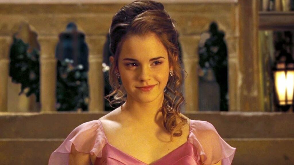 Emma Watson as Hermione Granger in the pink dress from Harry Potter and the Goblet of Fire