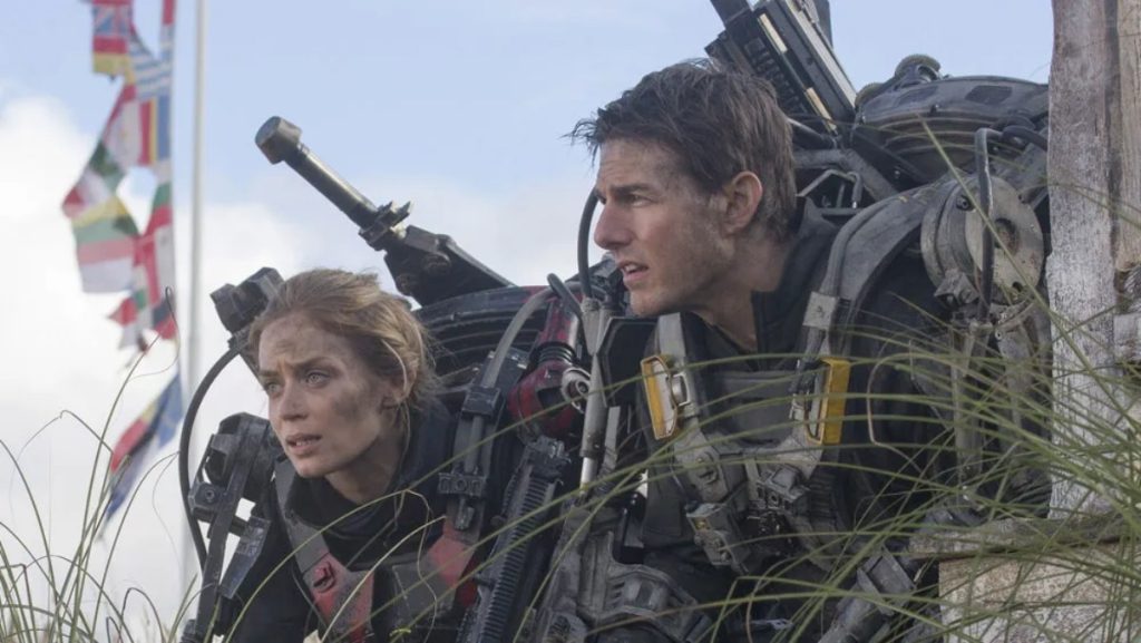 Emily Blunt and Tom Cruise in Edge of Tomorrow.