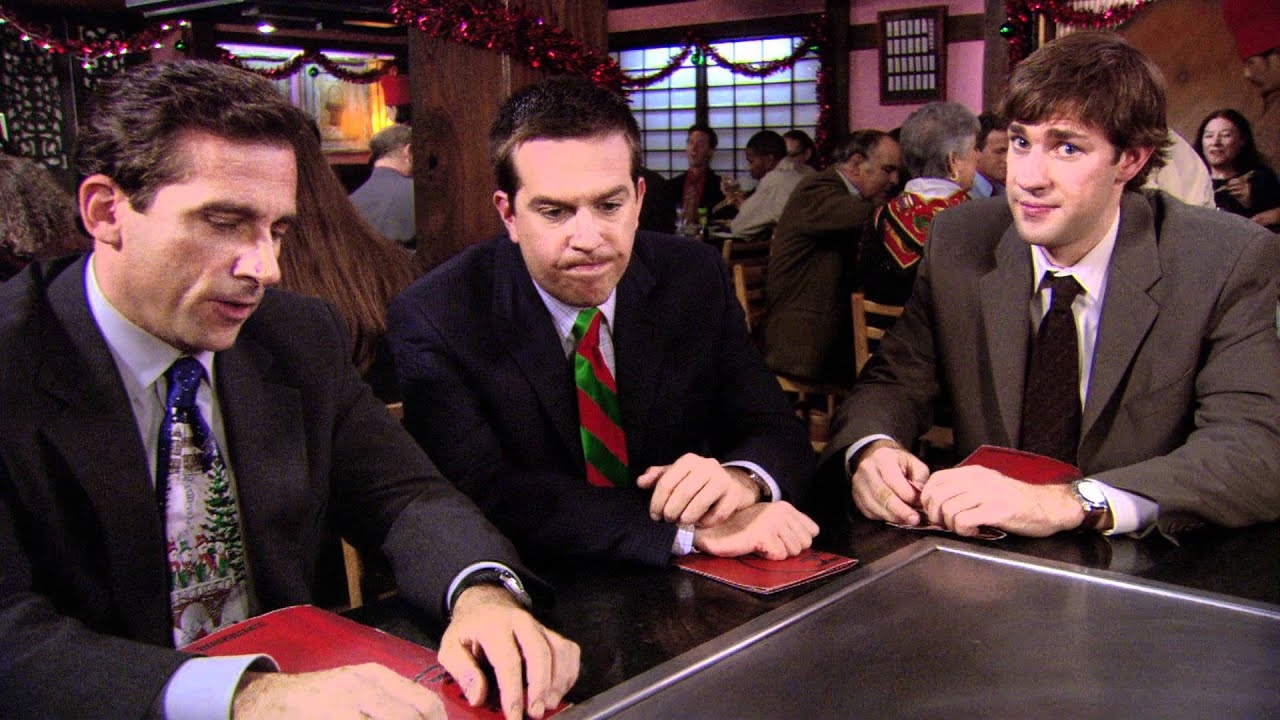 A scene from The Office's A Benihana Christmas episode
