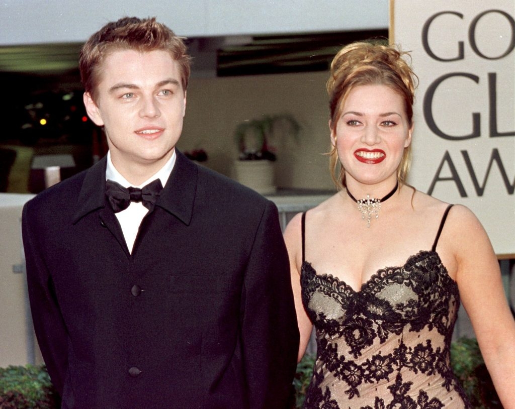 Leonardo DiCaprio with Kate Winslet at Titanic Premiere