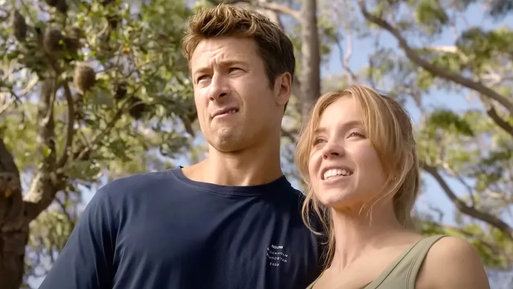 Sydney Sweeney and Glen Powell in Anyone But You 
