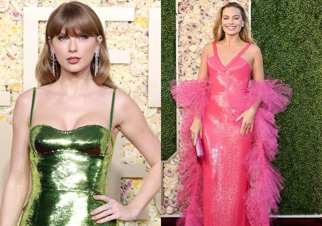 Taylor Swift and Margot Robbie at the Golden Globe Awards