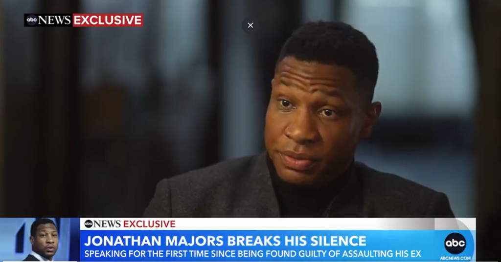 Jonathan Majors during the interview with ABC News 