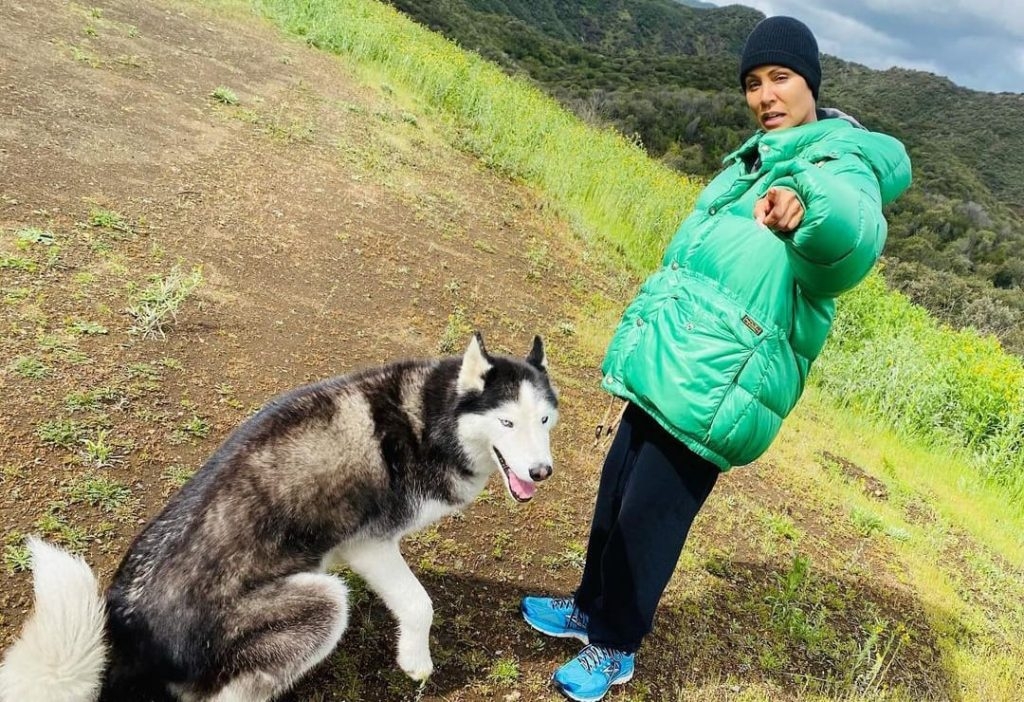 Jada Pinkett Smith with her dog