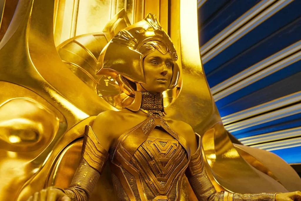 Elizabeth Debicki as gold alien queen Ayesha