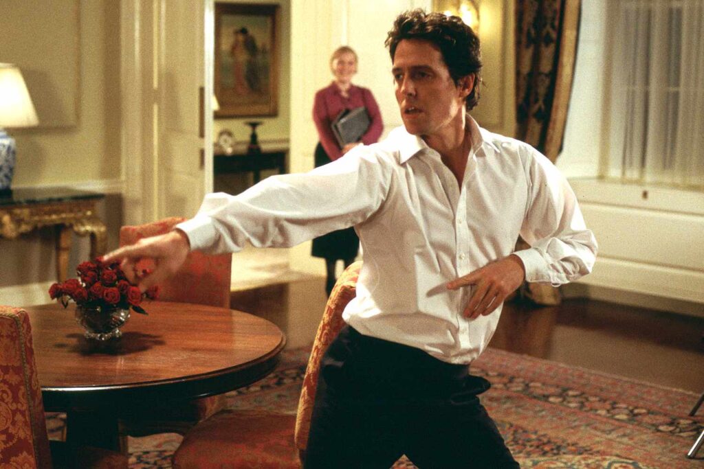 Hugh Grant in a still from Love Actually