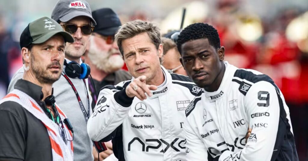 Brad Pitt while filming F1 