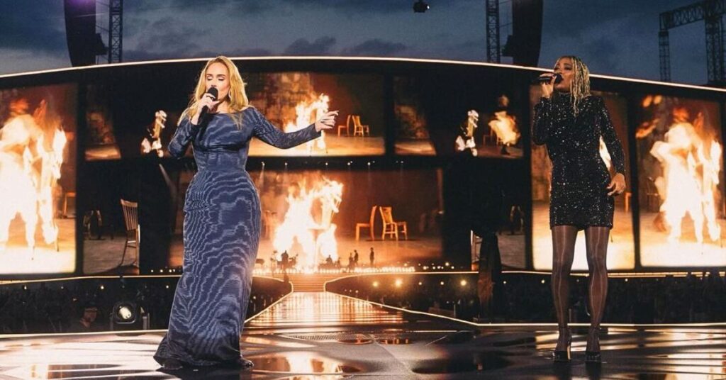 Adele during her concert at Munich