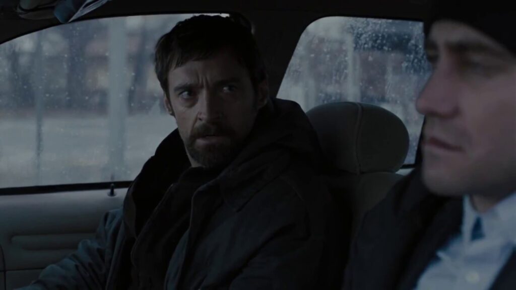 Hugh Jackman and Jake Gyllenhaal in a still from Prisoners