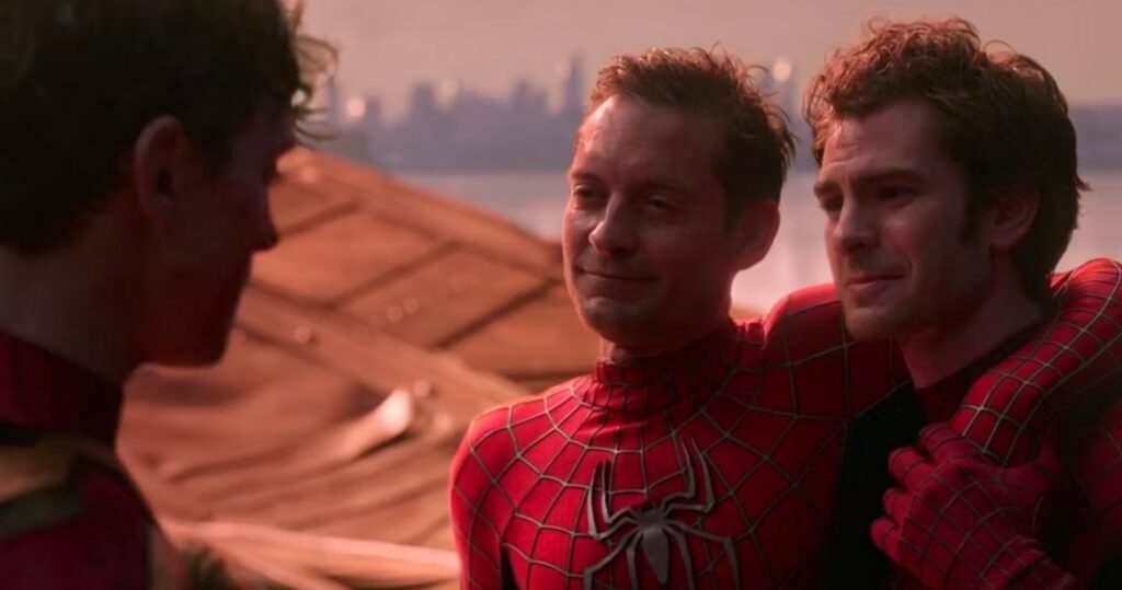 Tom Holland, Tobey Maguire and Andrew Garfield in Spider-Man: No Way Home