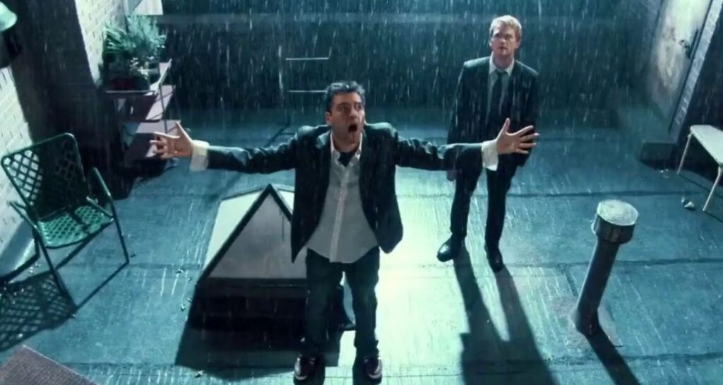 Ted dancing in the rain in How I Met Your Brain 