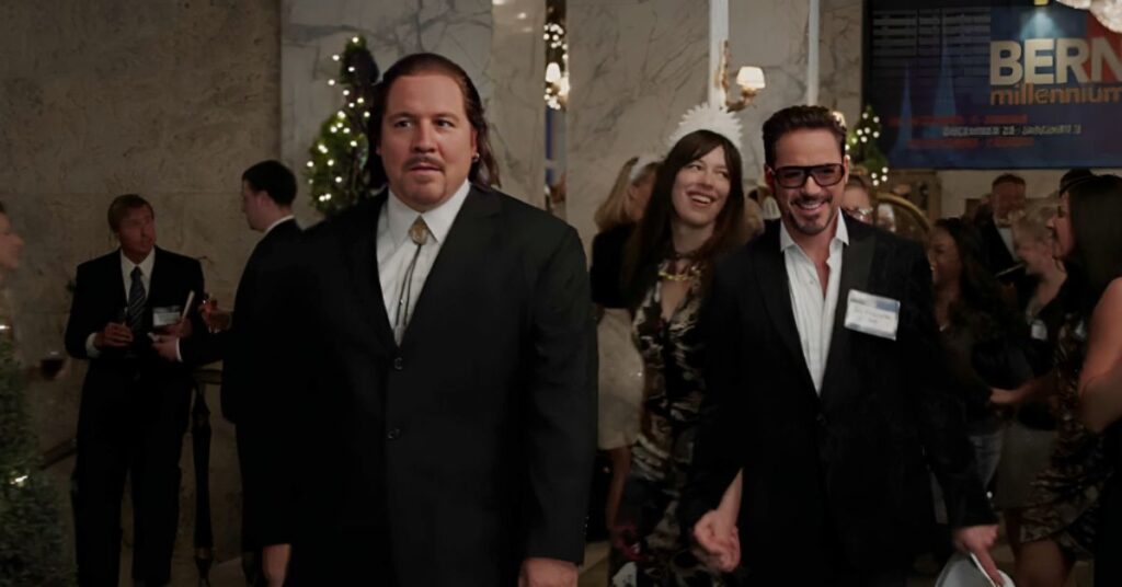 Robert Downey Jr. and Jon Favreau in Iron Man 3