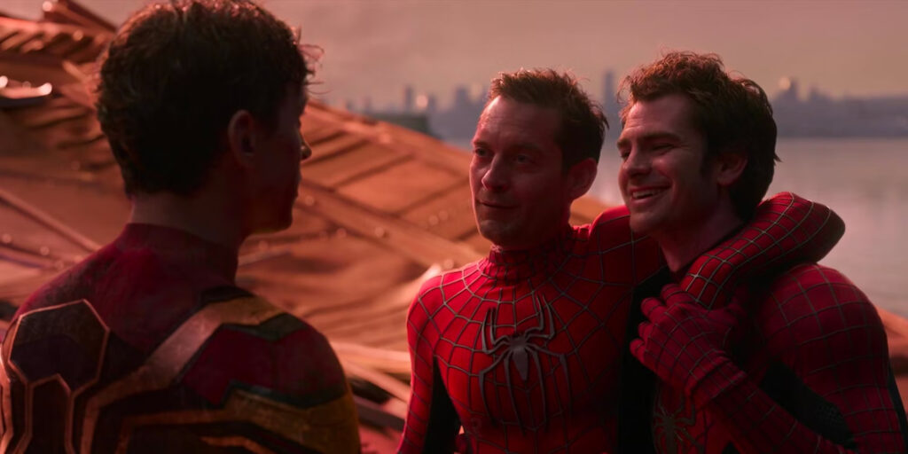 Andrew Garfield, Tom Holland and Tobey Maguire in Spider-Man: No Way Home