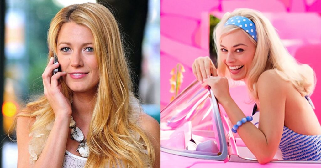 Blake Lively in Gossip Girls and Margot Robbie in Barbie 