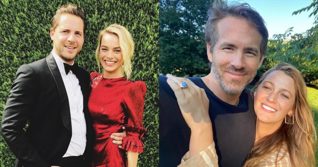 Tom Ackerley with Margot Robbie and Ryan Reynolds with Blake Lively 