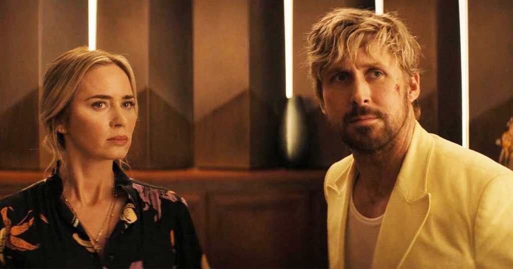 A serious Emily Blunt and Ryan Gosling in The Fall Guy