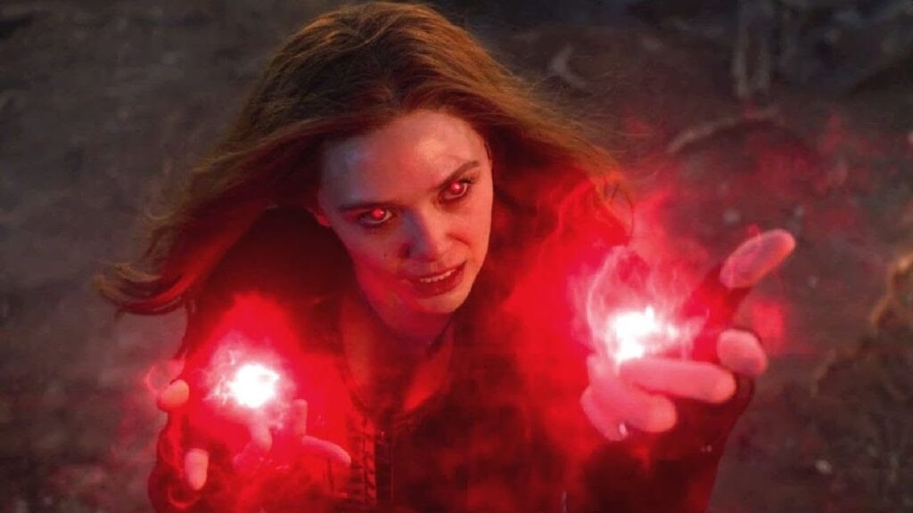 Elizabeth Olsen as Wanda Maximoff against Thanos in Avengers: Endgame