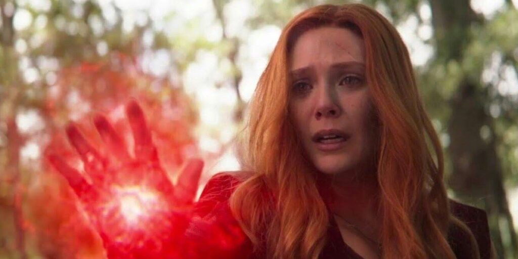 Elizabeth Olsen as Wanda Maximoff in a climax still from Avengers: Infinity War