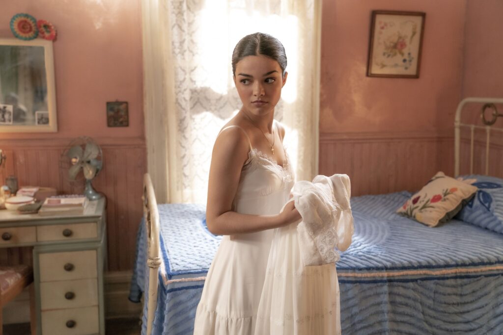 Rachel Zegler in a wedding dress from West Side Story