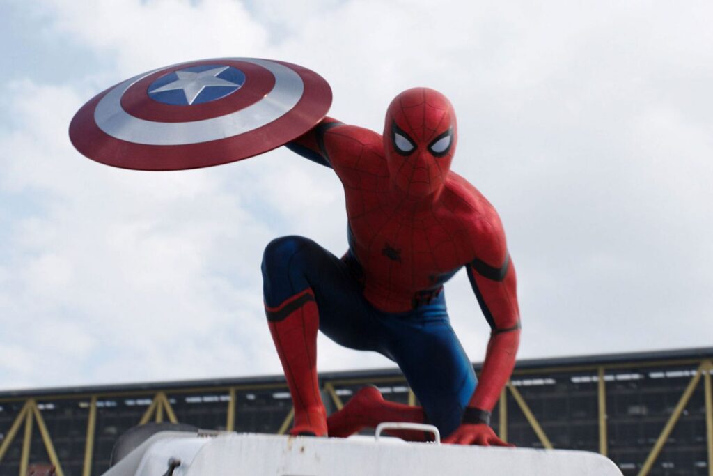 Tom Holland debuting as Spiderman in Captain America: Civil War