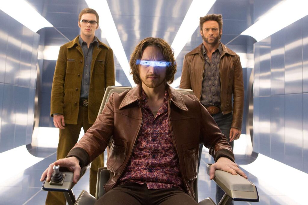 James McAvoy as Professor X aka Charles Xavier alongside Wolverine and Beast in X-Men: Days of Future Past