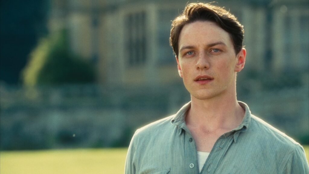 James McAvoy looking in awe in a still from Atonement