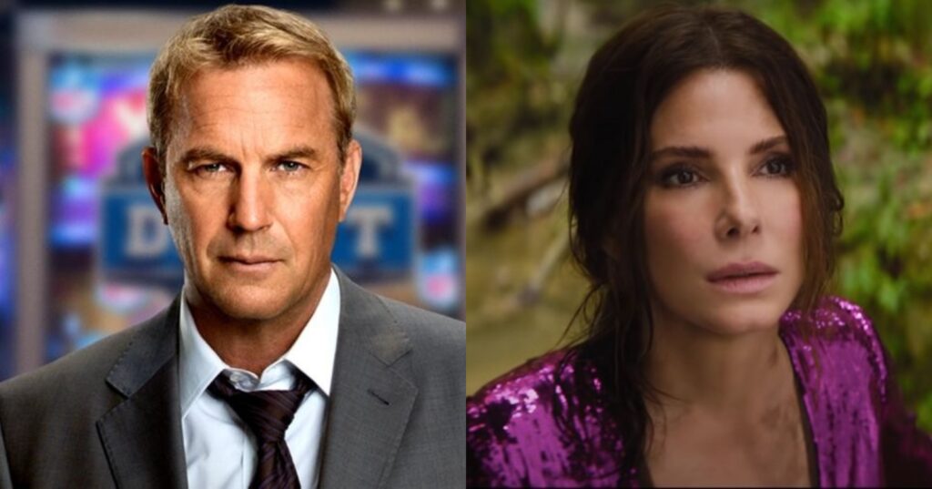 Kevin Costner in Draft Day and Sandra Bullock in The Lost City