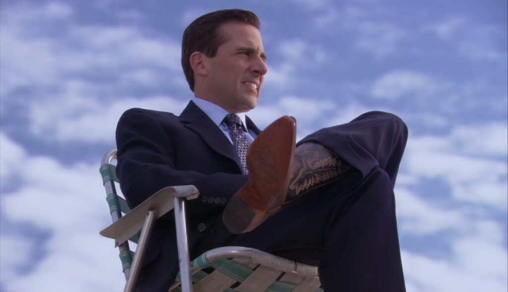 Steve Carell in a still as Michael Scott in The Office