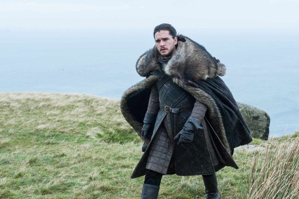 A still featuring Kit Harington walking as Jon Snow in Game of Thrones