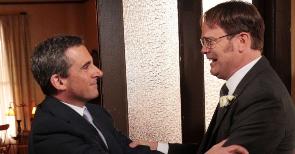 Steve Carell and Rainn Wilson in The Office