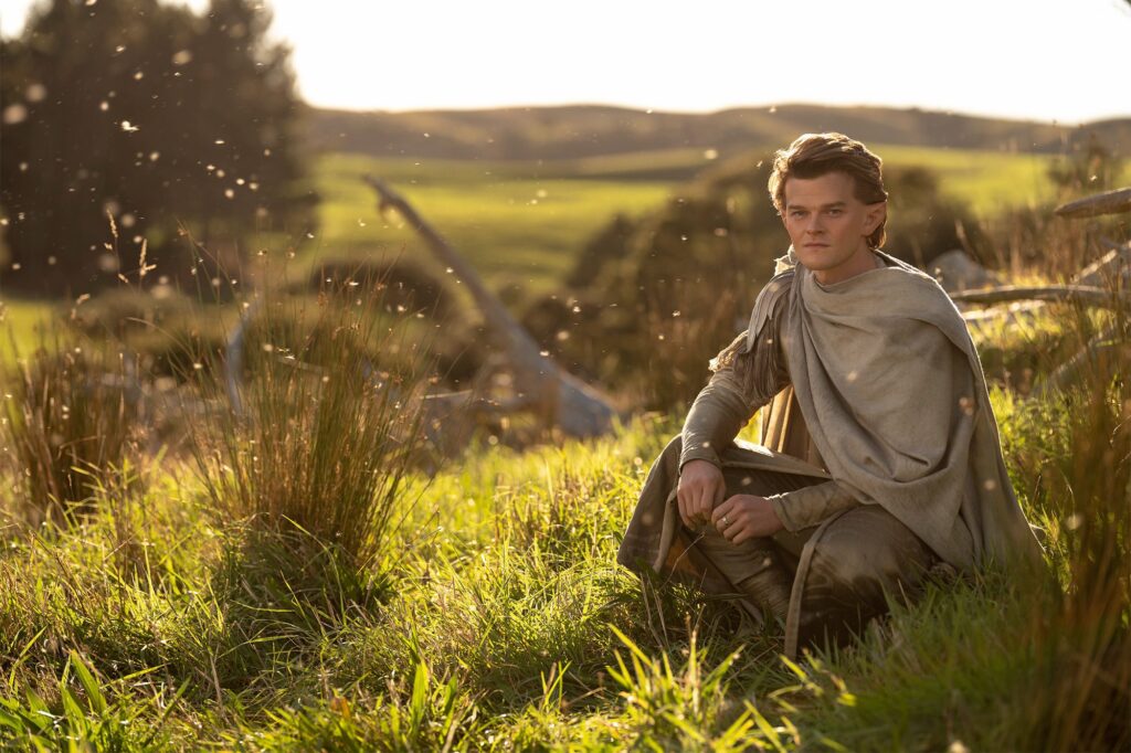 Robert Aramayo as Elrond in The Rings of Power