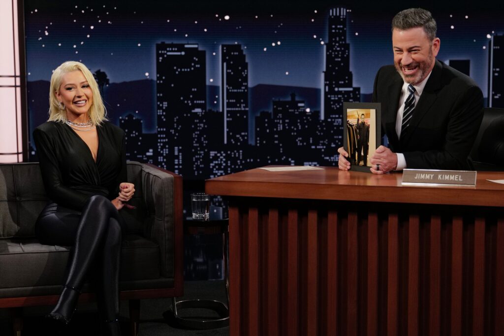 Christina Aguilera and Jimmy Kimmel 