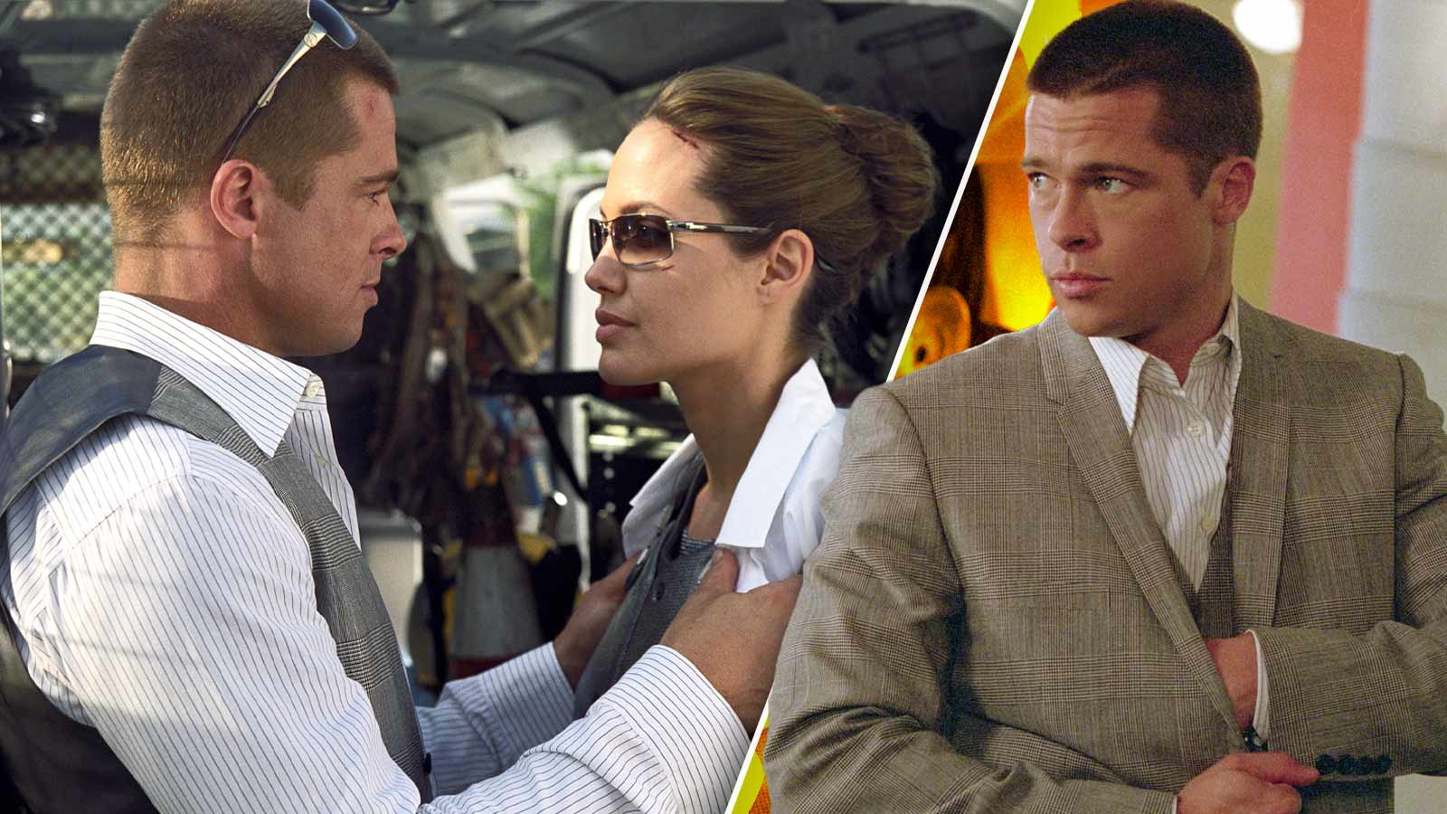 Brad Pitt and Angelina Jolie in Mr. and Mrs. Smith