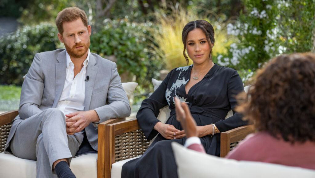 Prince Harry and Meghan Markle in an interview with Oprah Winfrey