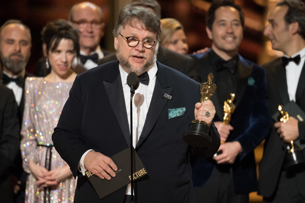 Guillermo del Toro accepting the Best Picture Oscar for THE SHAPE OF WATER at the 90th Academy Awards