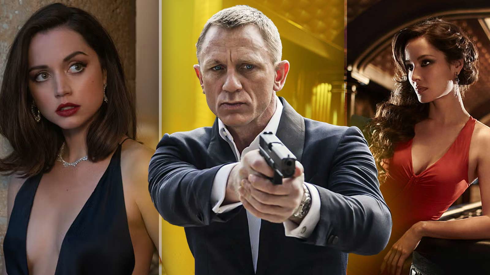 ana de armas, daniel craig and berenice marlohe, james bond