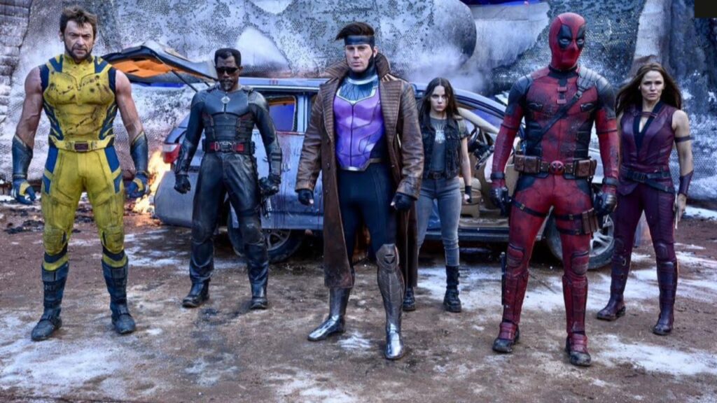 Hugh Jackman, Wesley Snipes, Channing Tatum, Dafne Keen, Ryan Reynolds, and Jennifer Garner in Deadpool & Wolverine