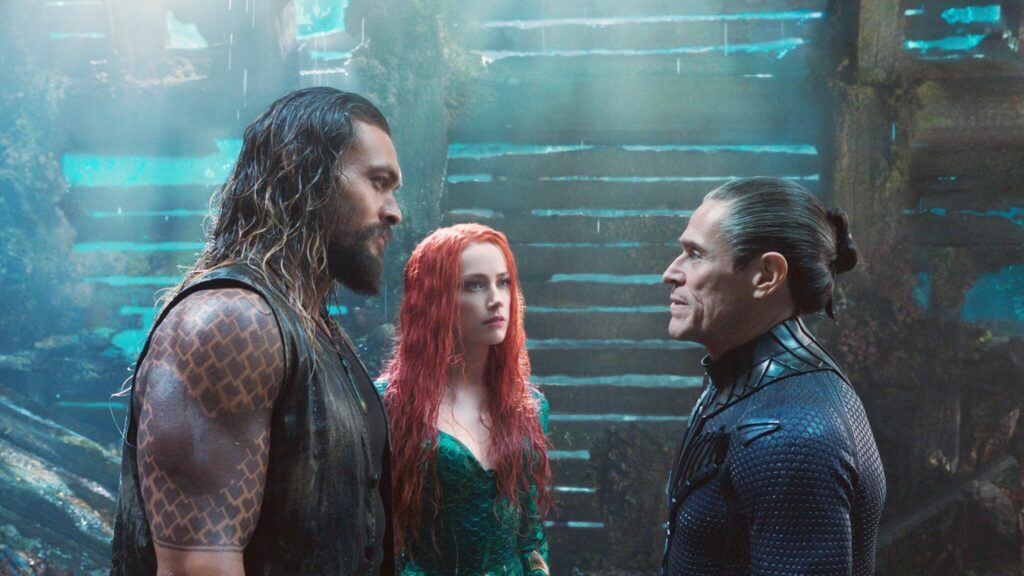 Jason Momoa, Willem Dafoe and Amber Heard