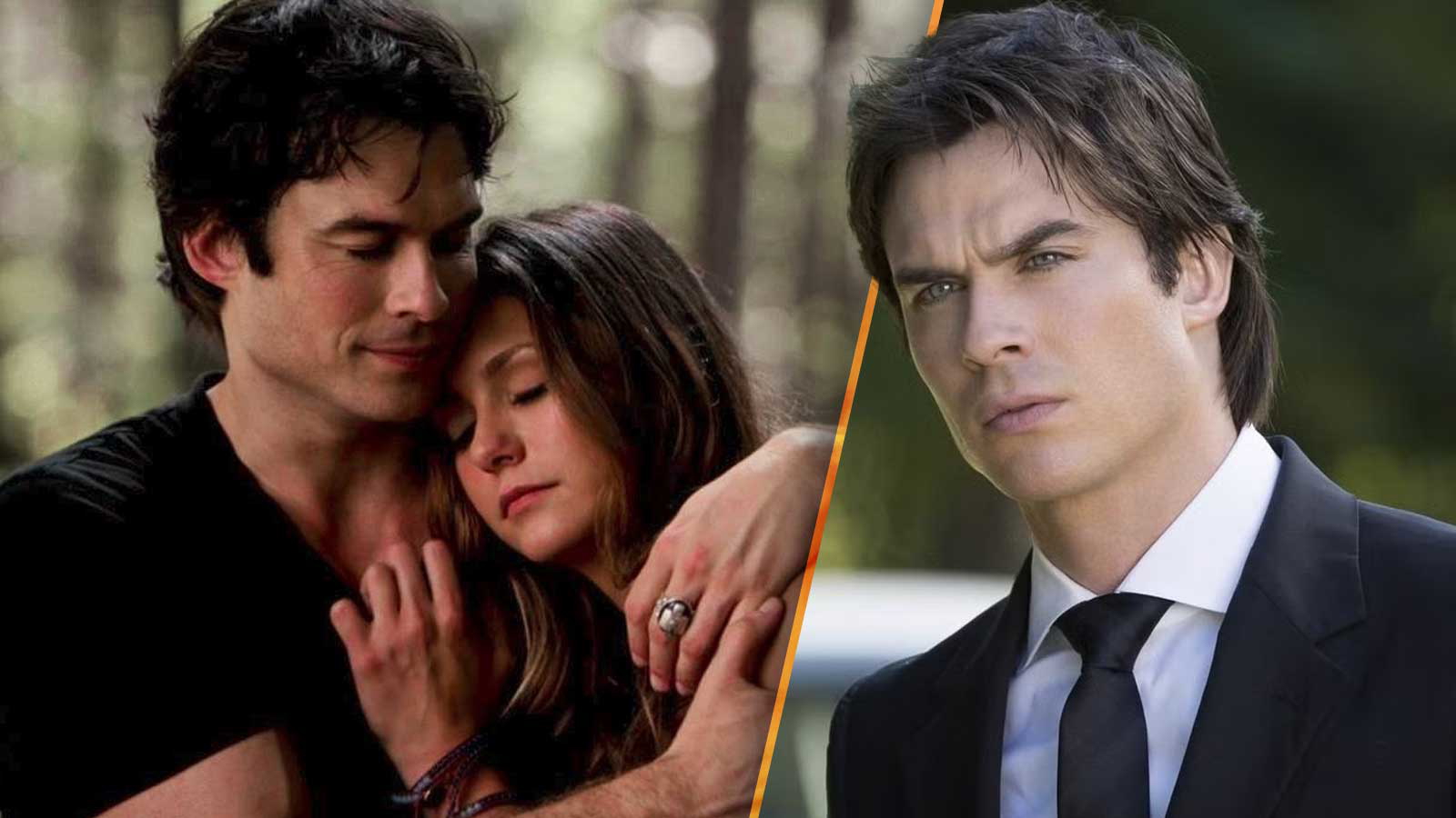 Damon Salvatore and Elena Gilbert in The Vampire Diaries