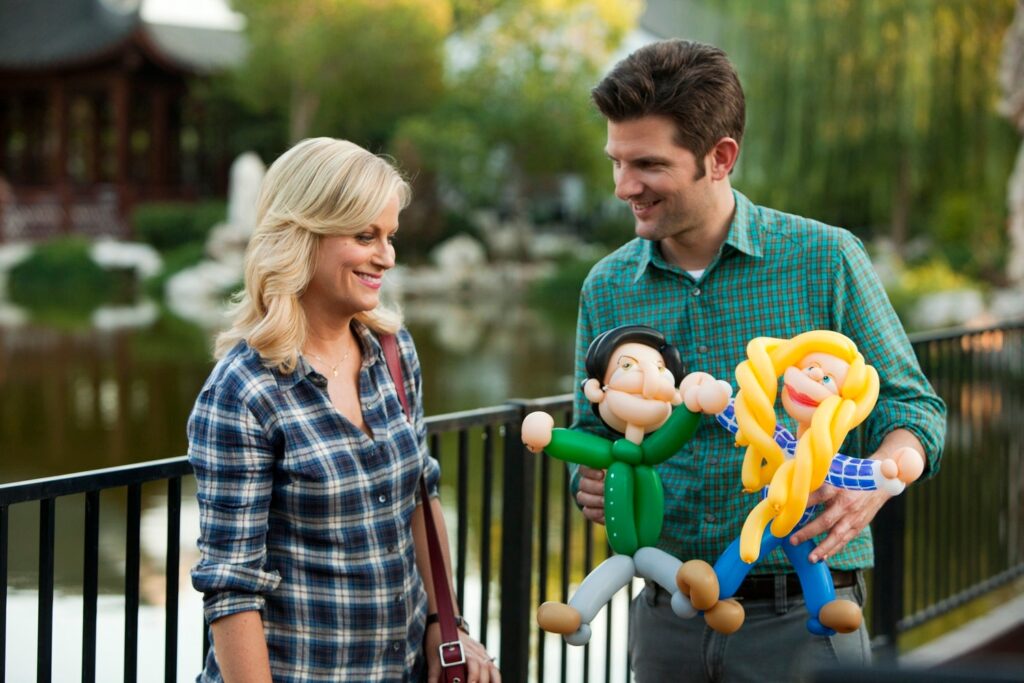 Adam Scott and Amy Poehler 