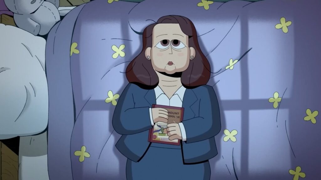 Carol sleeps on her bed