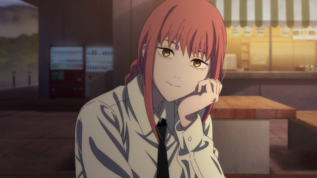 Makima smiling at Denji
