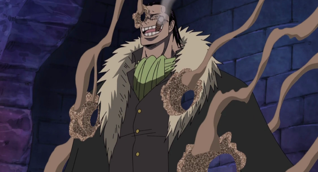 Crocodile using his Logia Devil Fruit Powers