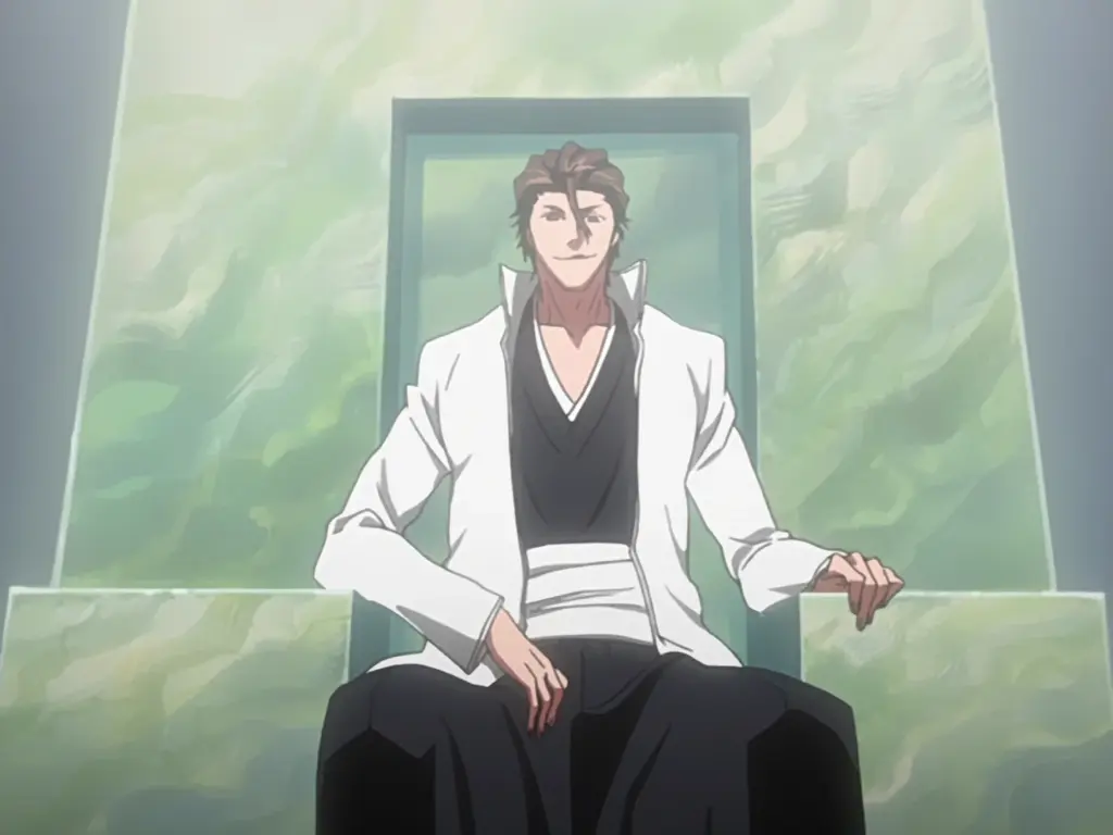 Aizen sitting on his throne
