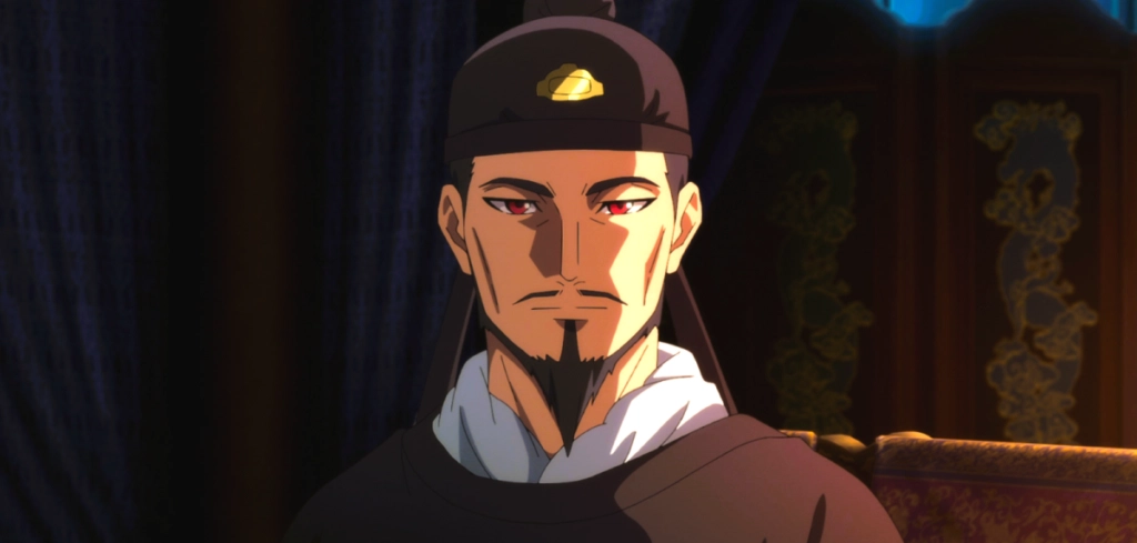 emperor stares at the camera