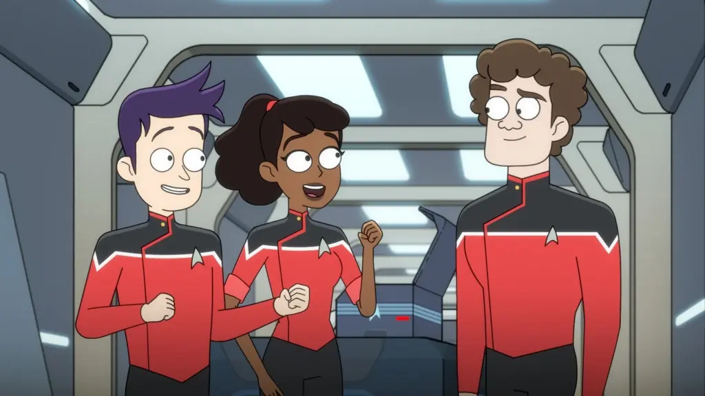 The Lower Decks team in the ship