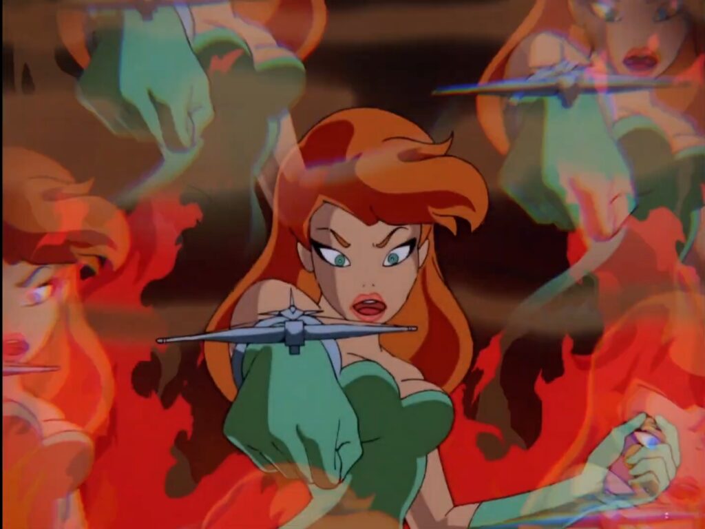 Poison Ivy amidst fire