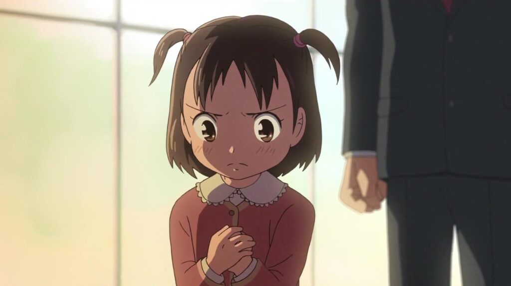 Every Makoto Shinkai Movie, Ranked 3 Young Aya being angry in Makoto Shinkai's someone's gaze anime movie